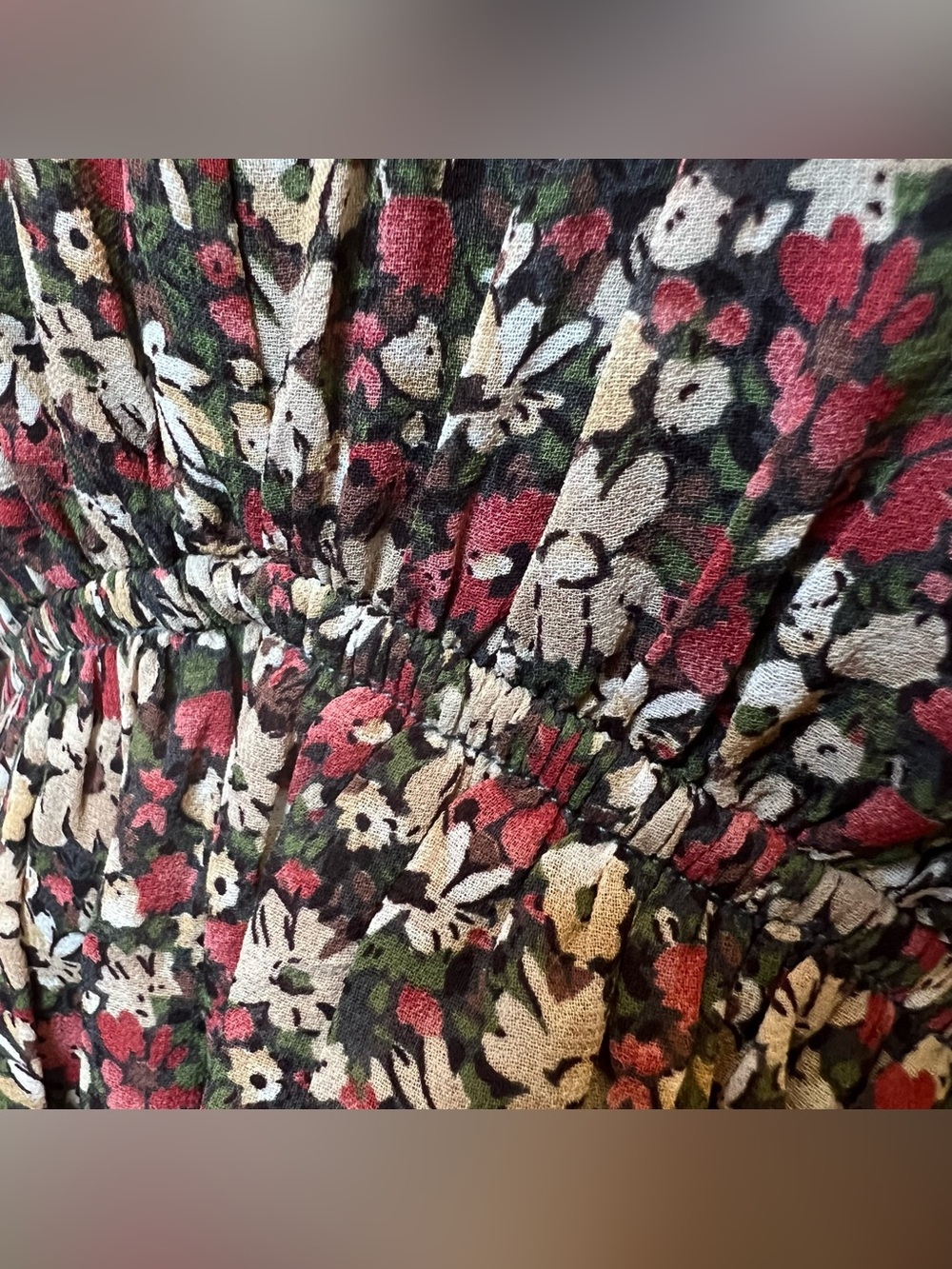 Entro Sz Small Ditzy Floral Peplum Blouse Top Sheer Long Sleeve Boho Cottagecore - Picture 3 of 9